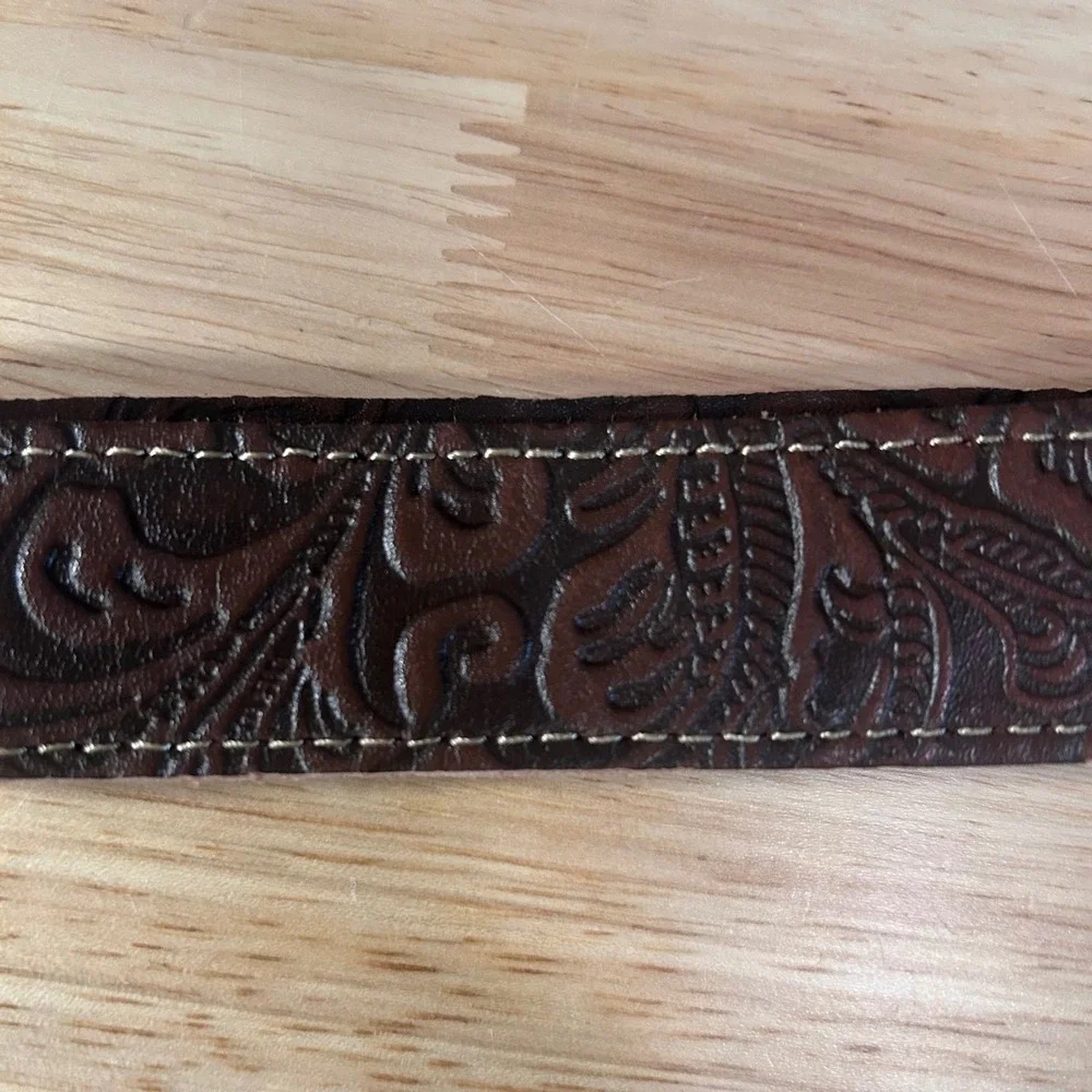 Myra Handbags Brown‎ Leather Hand Tooled Key Fob Classic Country Bag Charm New